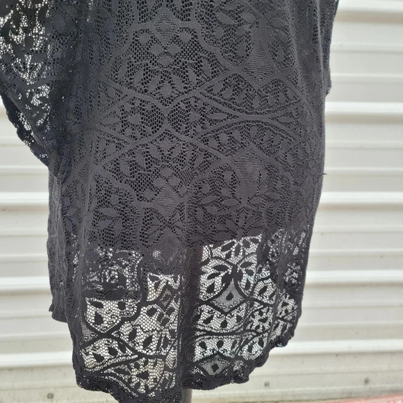 a.n.a Lace Swimsuit Cover-Up Dress Black Stretch Lace Open Back Tie Size S - Picture 3 of 8